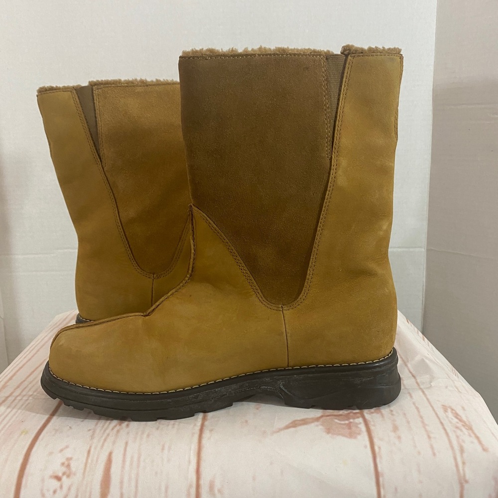 Columbia Shirebrook Waterproof Winter Boots Tan Leather Suede Womens 9